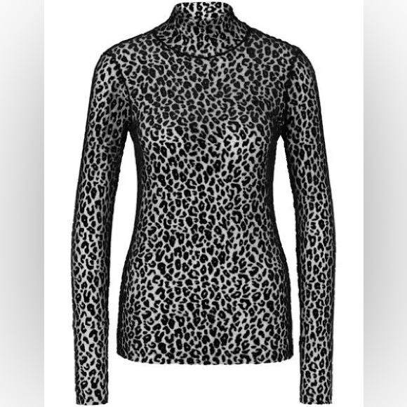 Marc Cain black sheer soft animal print top - size N6 / US 14 - new with tags - Picture 5 of 14